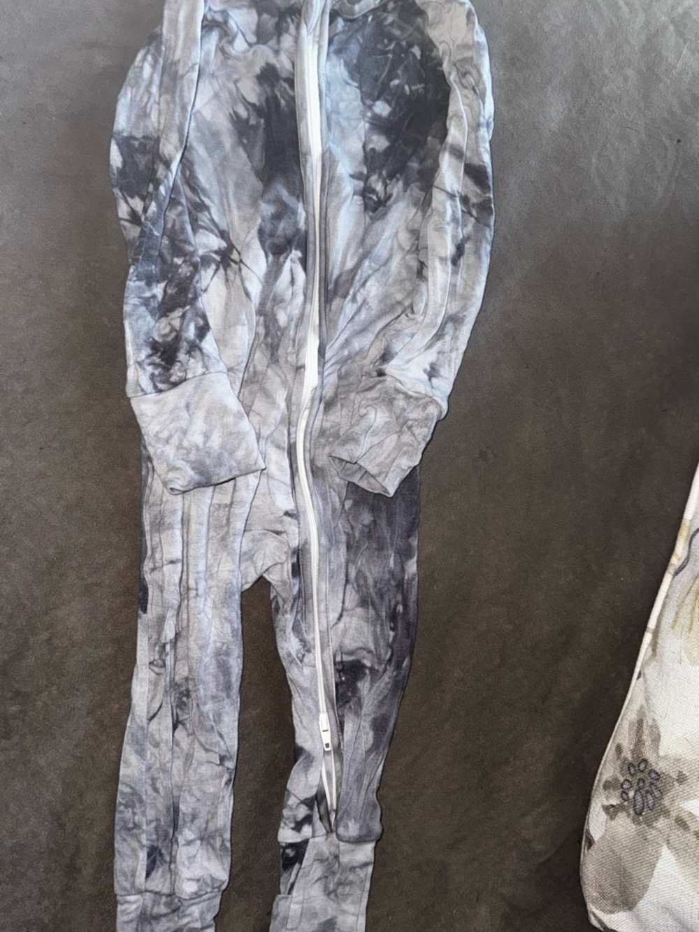 Little Sleepies Bamboo Black and Gray Tie-Dye Zippered Pajama Top